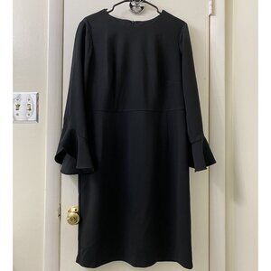 Donna Morgan Black Dress Fitted sz 14W, 3/4 Bell Sleeve, NWT, Knee Length